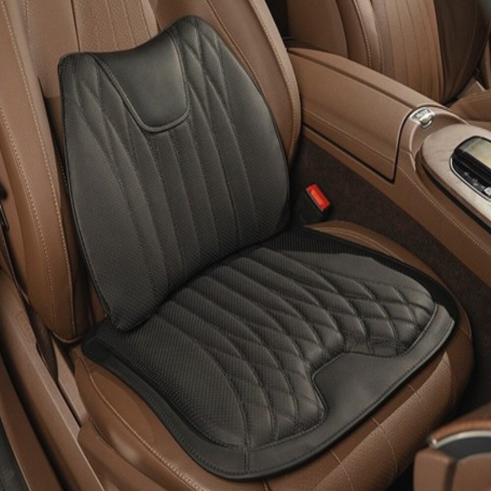 Car Front Seat Cover Cushion Chair Lumbar Back Support Waist Breathable Leather