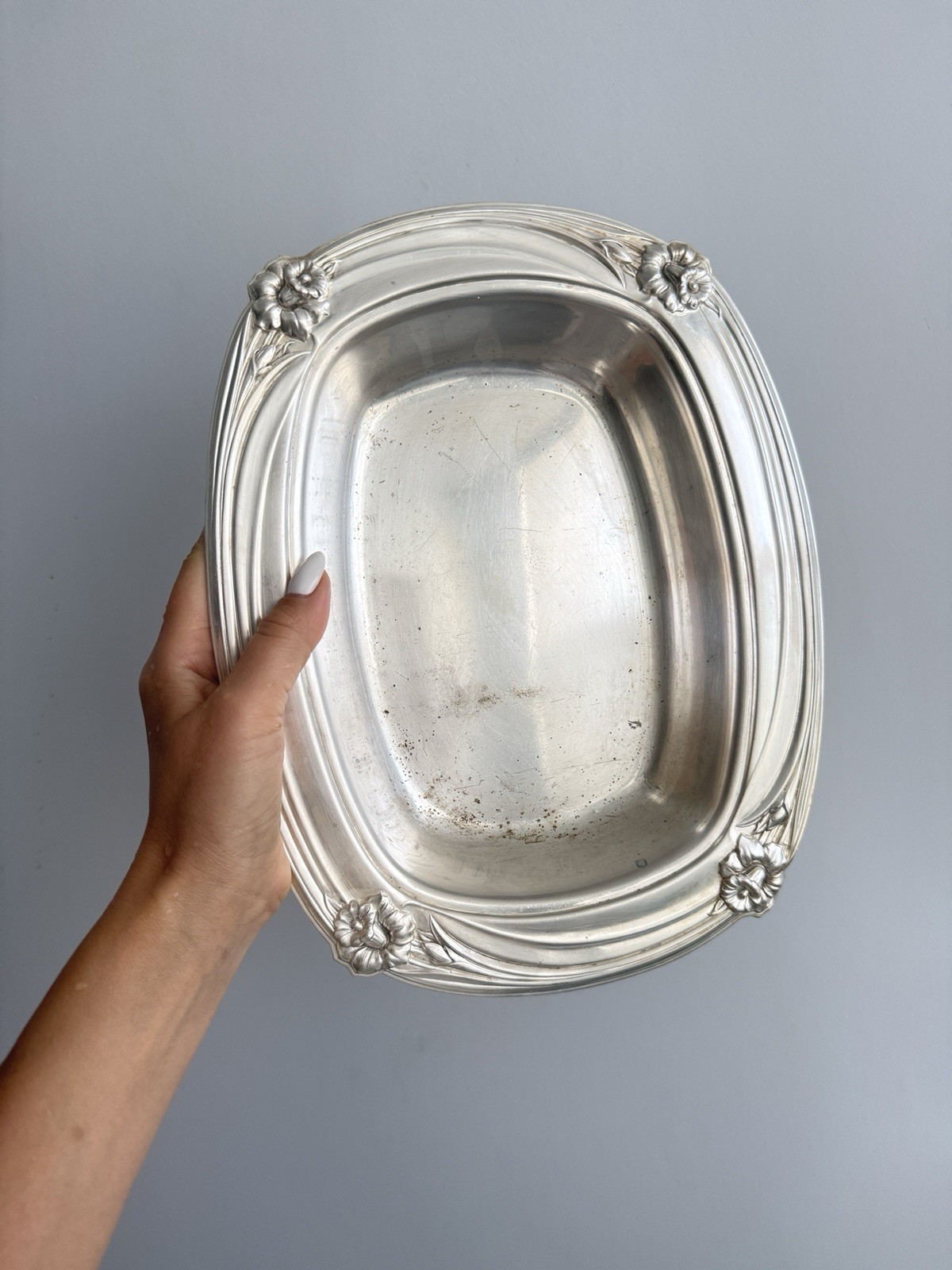 Antique 1847 Rogers Bros Daffodil Silver Plated Bowl Serving Dish Plater Antique 1847 Rogers Bros Daffodil Silver Plated Bowl Serving Dish Plater