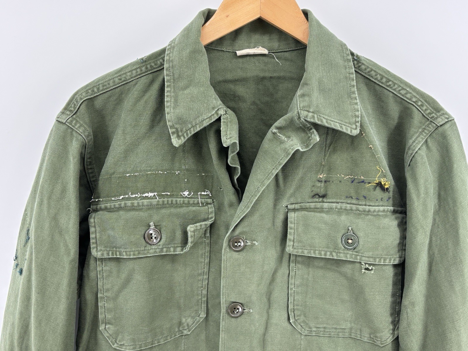 Vintage Vietnam War OG-107 Sateen Cotton Utility Shirt Military Fatigue Green Sm Vintage Vietnam War OG-107 Sateen Cotton Utility Shirt Military Fatigue Green Sm