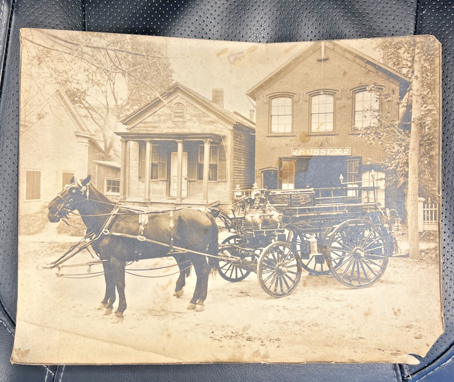 Antique c1900 Sussex No 2 Newton NJ Horse Drawn Fire Engine Photo 11x14