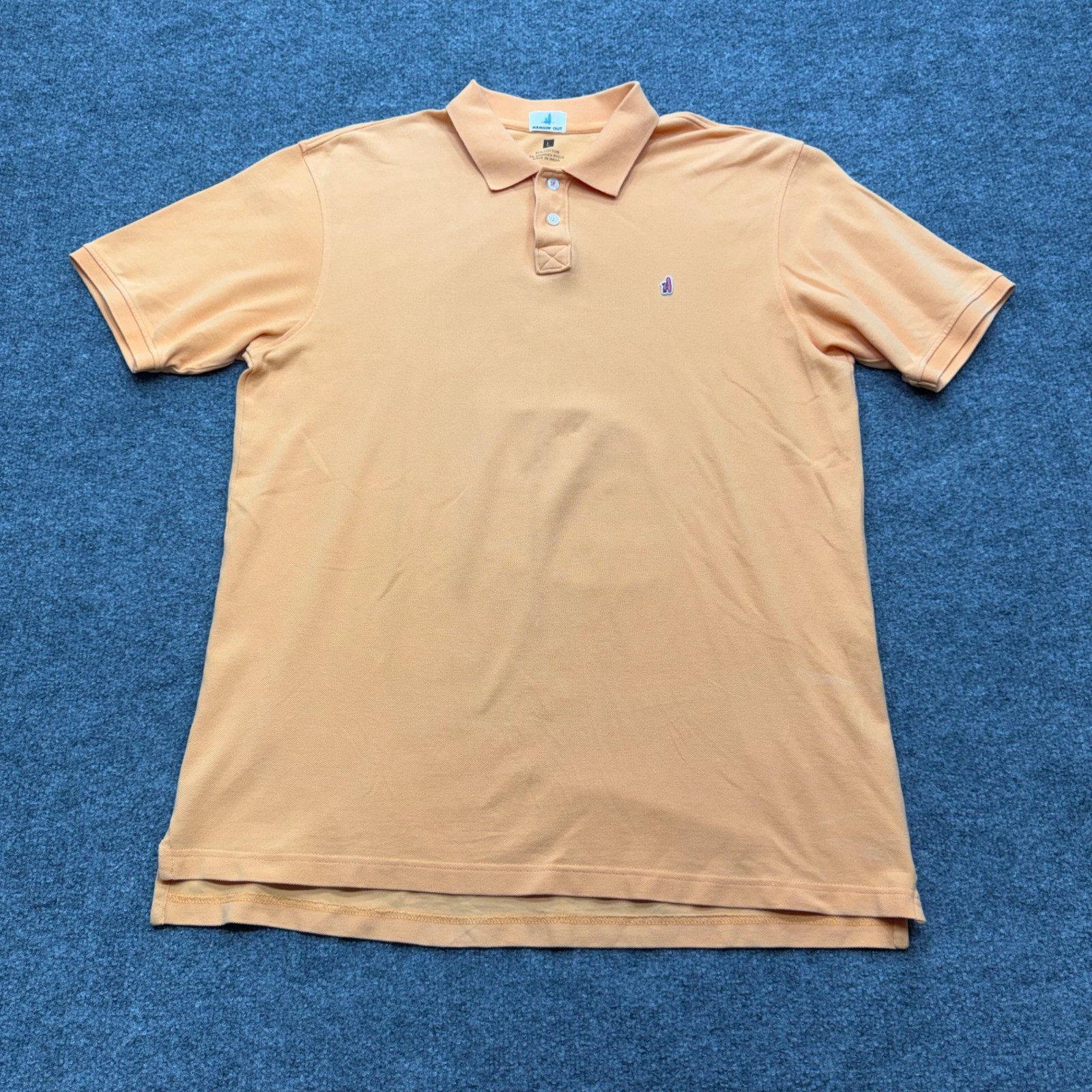 Johnnie-O Hangin Out Mens Large Peach Orange Pique Cotton Spandex Polo Shirt