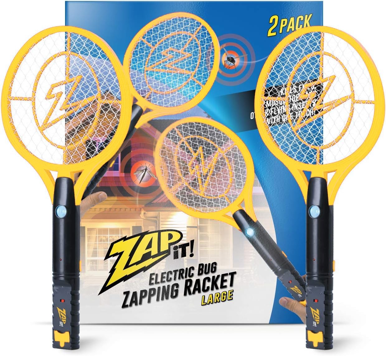 Zap It Rechargeable Large Bug Zapper Racket Mosquito Fly Killer Indoor Outdoor