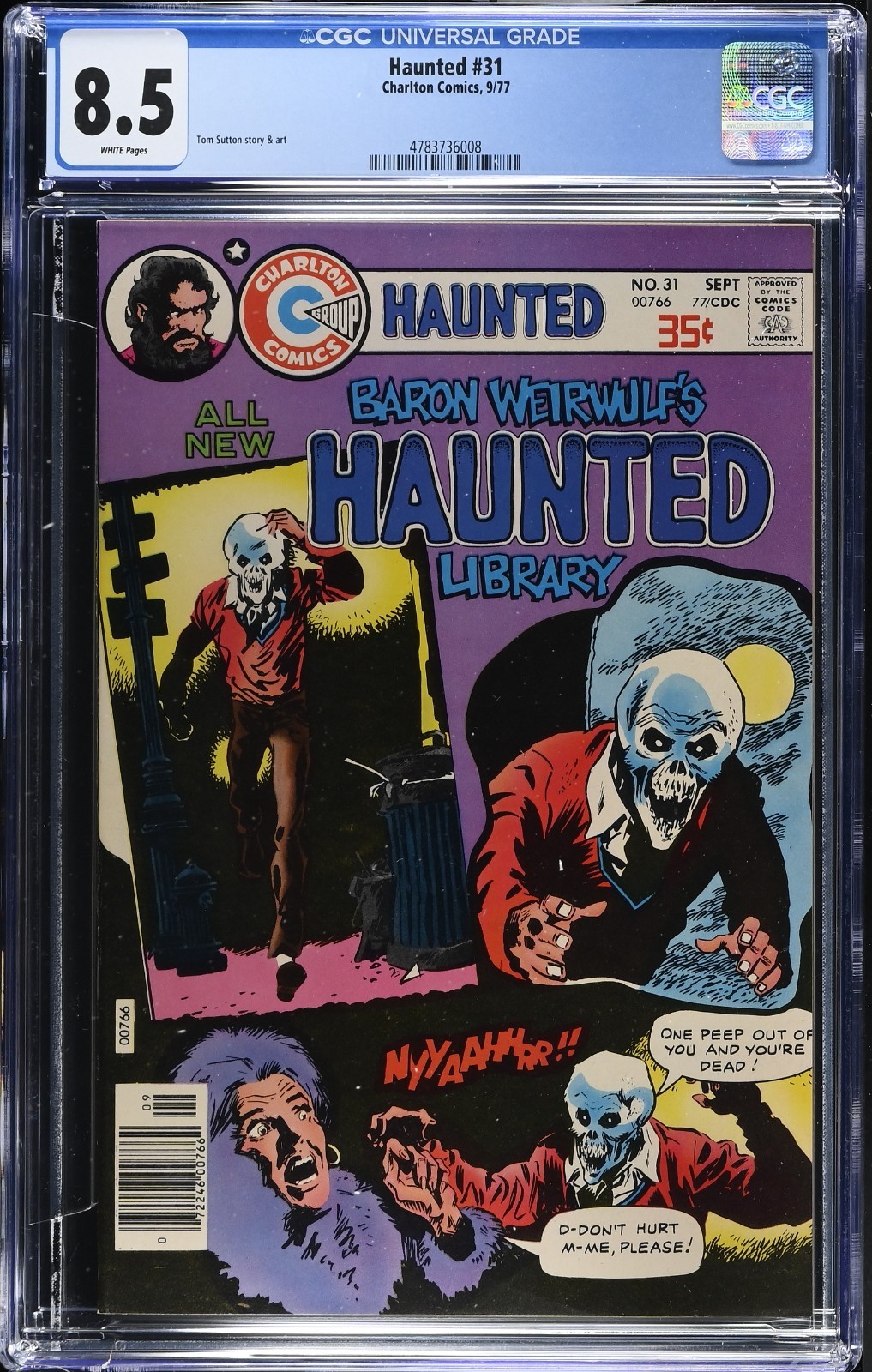 HAUNTED #31 CGC 8.5 WP V1 CHARLTON 1977 CLASSIC TOM SUTTON SKELETON HORROR COVER HAUNTED #31 CGC 8.5 WP V1 CHARLTON 1977 CLASSIC TOM SUTTON SKELETON HORROR COVER