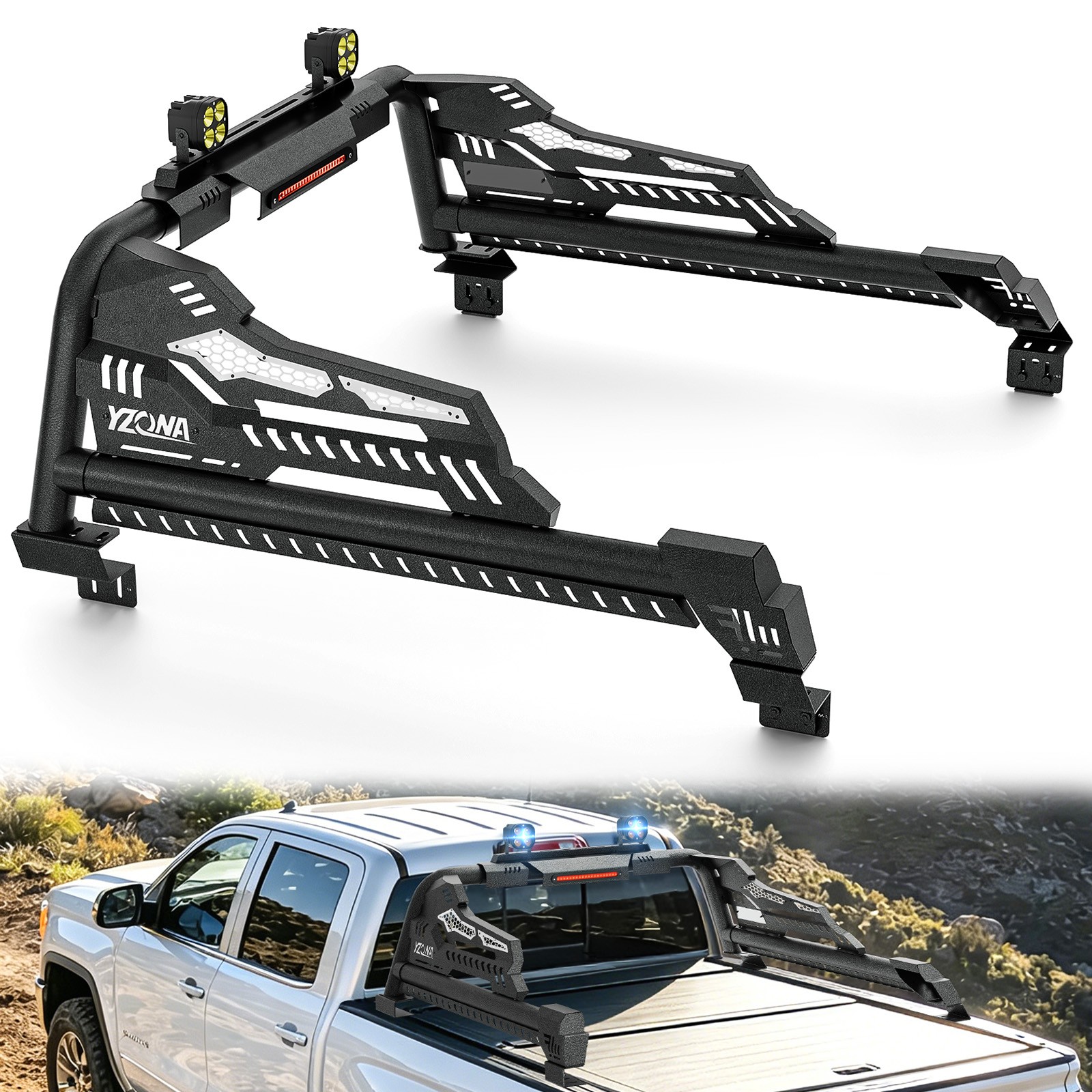 YZONA Adjustable 56''-64'' Truck Bed Sport Roll Bar For Jeep Gladiator JT/F-150 YZONA Adjustable 56''-64'' Truck Bed Sport Roll Bar For Jeep Gladiator JT/F-150