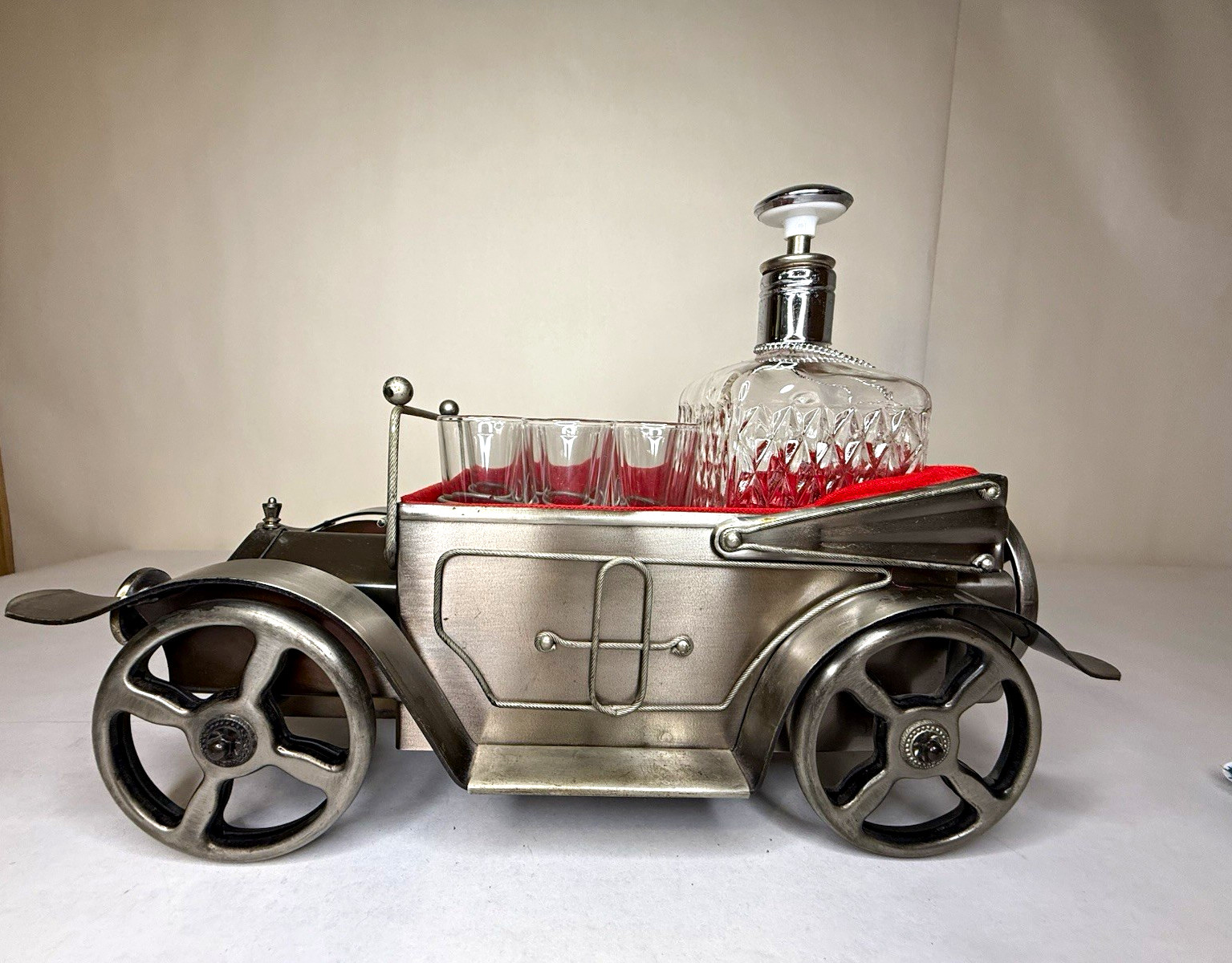 Vintage Mid-Century Musical Bar Car Decanter Set - Made in Japan