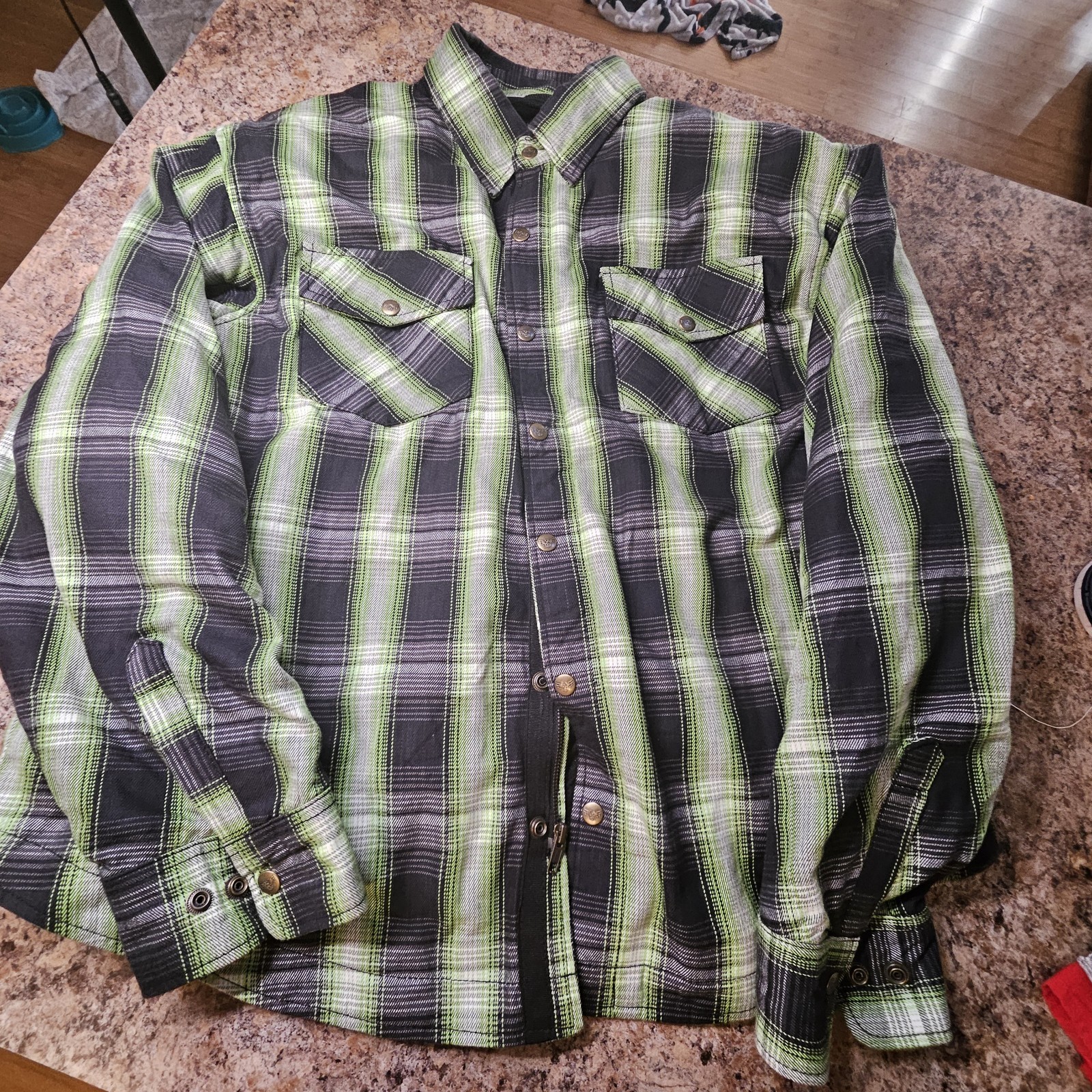 Milwaukee Men's Leather MPM1658 Plaid Flannel Biker Shirt /CE Approved Armor 3XL