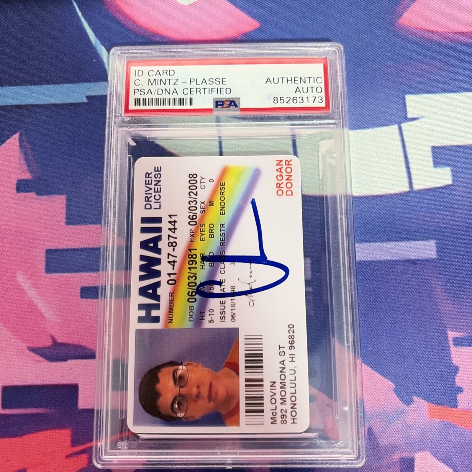 Christopher Mintz Plasse Chris Superbad McLovin Signed Replica Fake ID PSA P