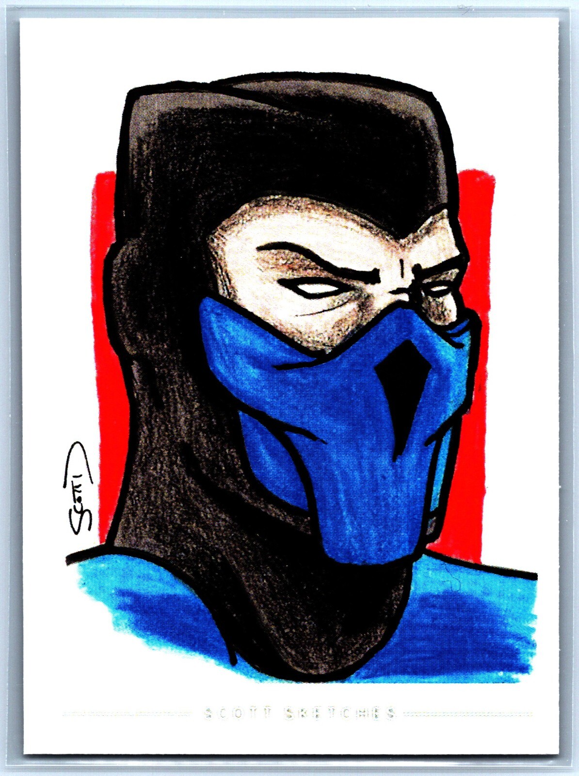 Sub-Zero Mortal Kombat Sketch Card Scott Sketches Trading Card Print Fan Art Sub-Zero Mortal Kombat Sketch Card Scott Sketches Trading Card Print Fan Art