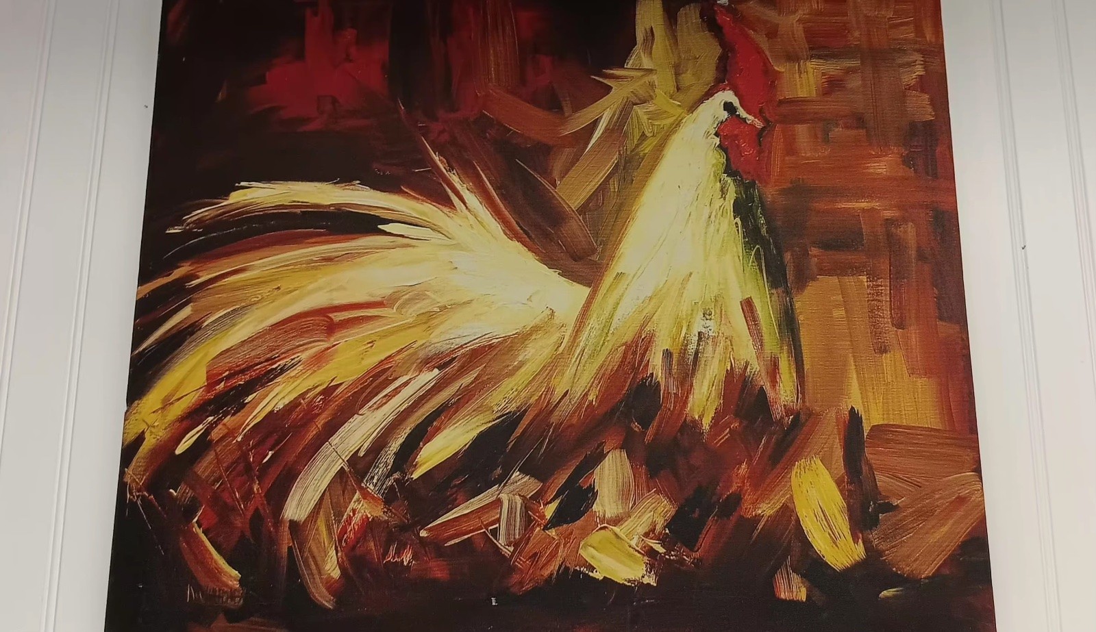 Diane Whitehead Rooster Canvas Wall Art Painting Signed 24x24