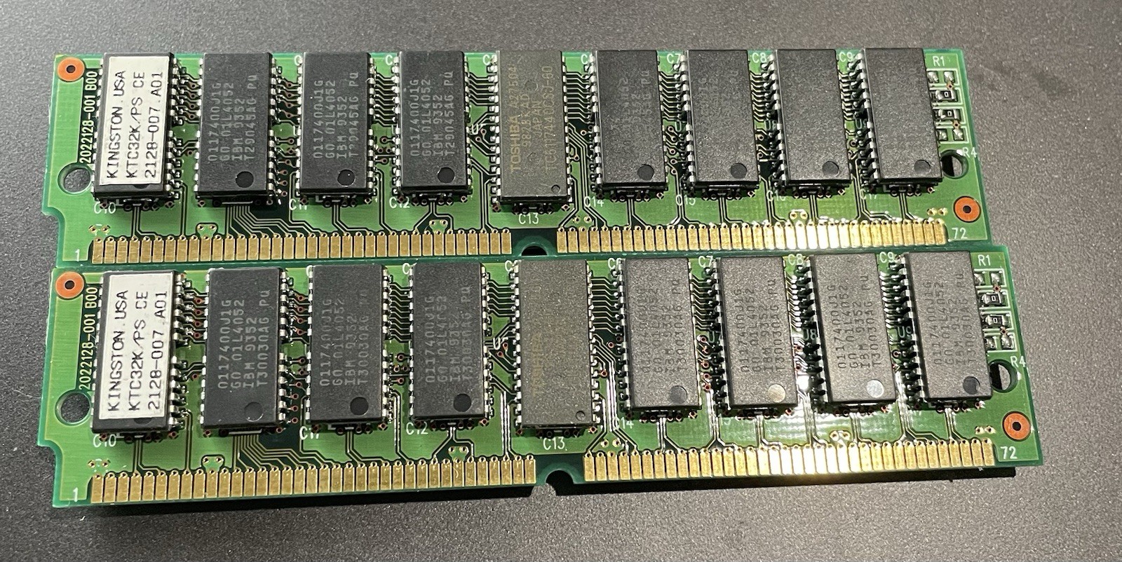 Lot of 2 Vintage Kingston KTC32K/PS CE 32MB 72PIN SIMM Lot of 2 Vintage Kingston KTC32K/PS CE 32MB 72PIN SIMM