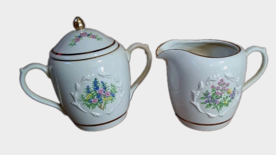 1995 Lenox Spice Garden Creamer & Sugar Server Set Porcelain NO FLAWS Unused 