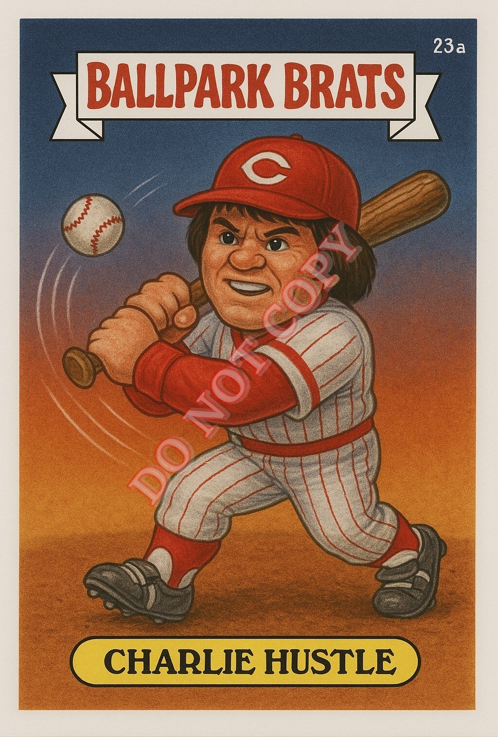 Pete Rose  as Charlie Hustle - BALLPARK BRATS Parody Art Card