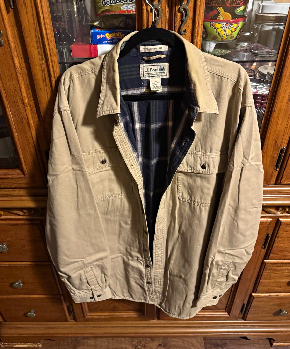 L.L.Bean Mens Beige Lined Field Jacket Traditional Fit XL Tall Big & Tall