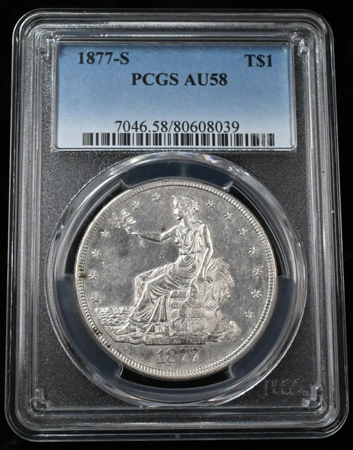 1877-S $1 Silver Trade Dollar - PCGS AU58 - Everyman Registry Coin 1877-S $1 Silver Trade Dollar - PCGS AU58 - Everyman Registry Coin