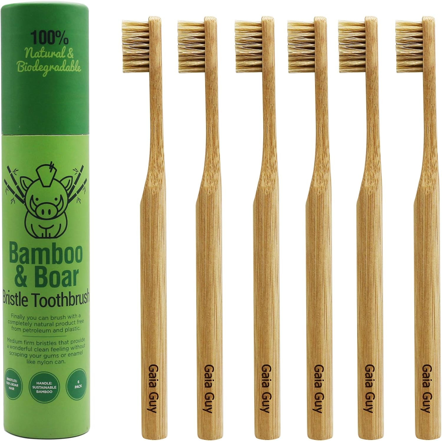 Natural Bristle Bamboo Toothbrush - Totally Compostable
