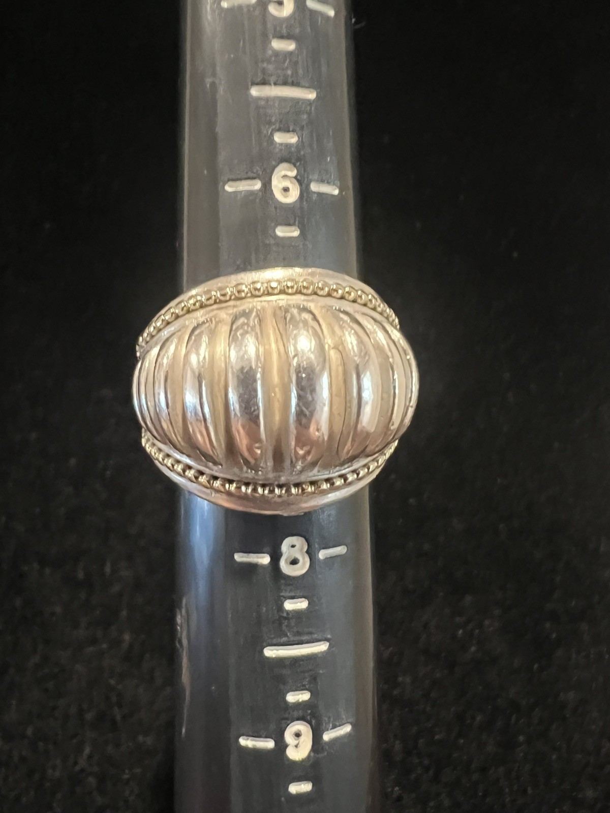 Vintage Lagos Caviar Art Deco, 18K GOLD RING & 925 SIZE 9; Marked 750, 925
