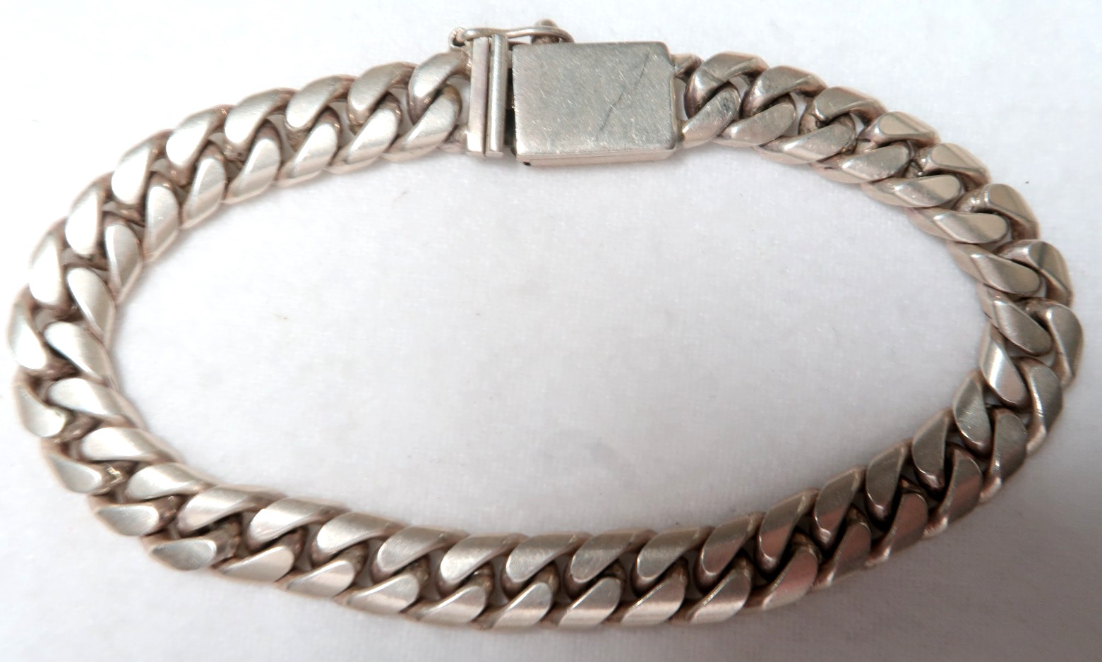 VINTAGE STUNNING STERLING SILVER CUBAN LINK HEAVY BRACELET ~SIGNED: 925 MEXICO