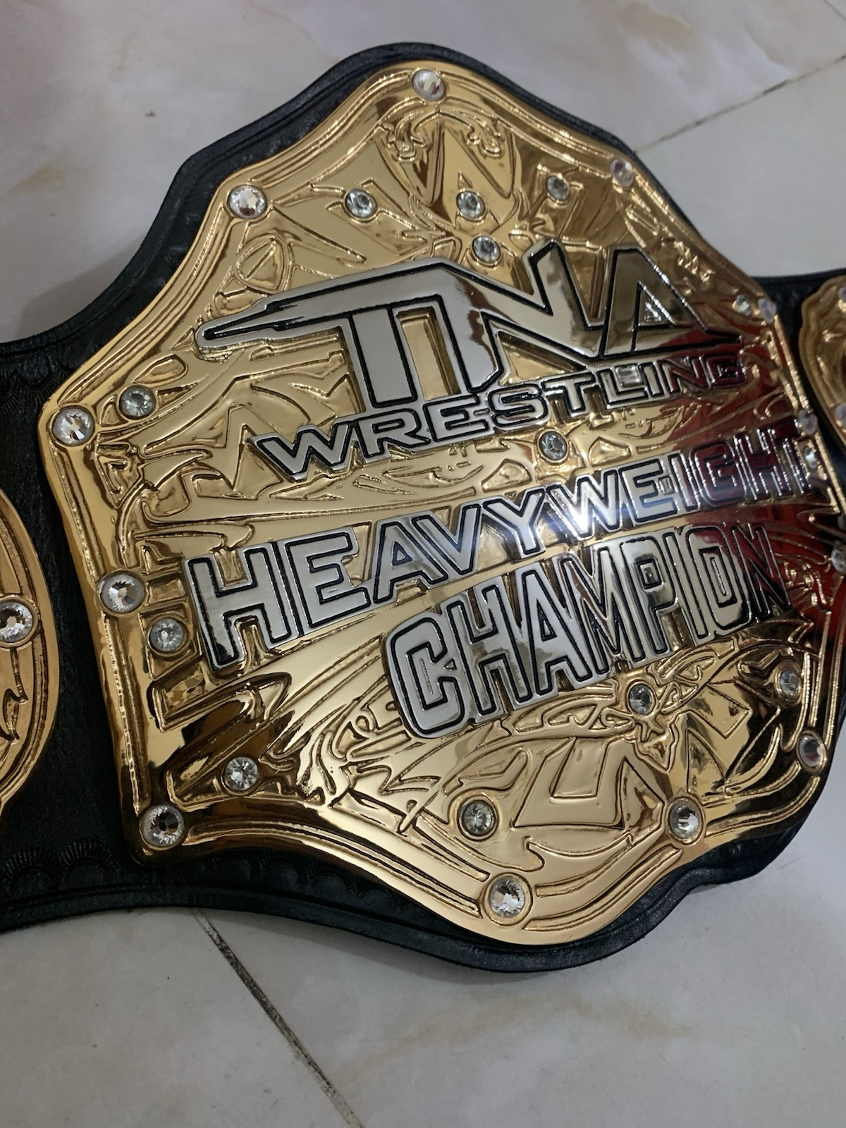 Tna Wildcat Heavyweight Championship belt,4mm Zinc,gold Plated, Real Leather.