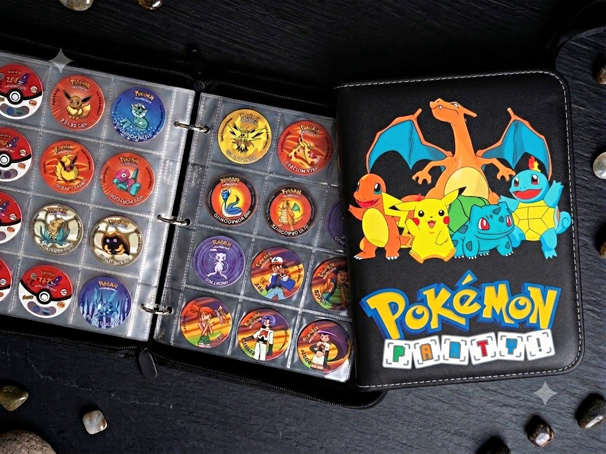1st Generation Pokémon Pogs / Tazos Collectible. 160 pcs + Album. 1st Generation Pokémon Pogs / Tazos Collectible. 160 pcs + Album.