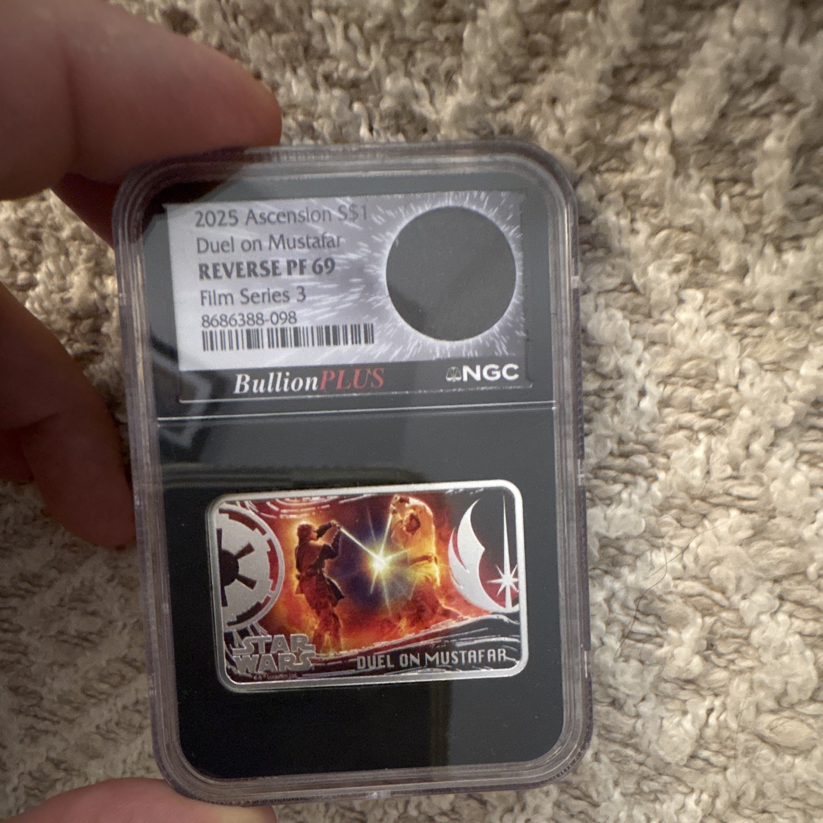 2025 Ascension Island Duel on Mustafar 1 oz .999 Silver RP NGC PF69 8686388-098