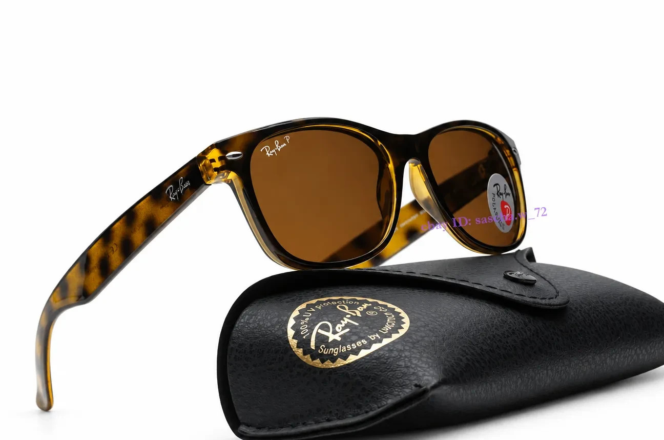 Ray-Ban RB2132 New Wayfarer Polarized Brown Tortoise Sunglasses 55-18 902/57