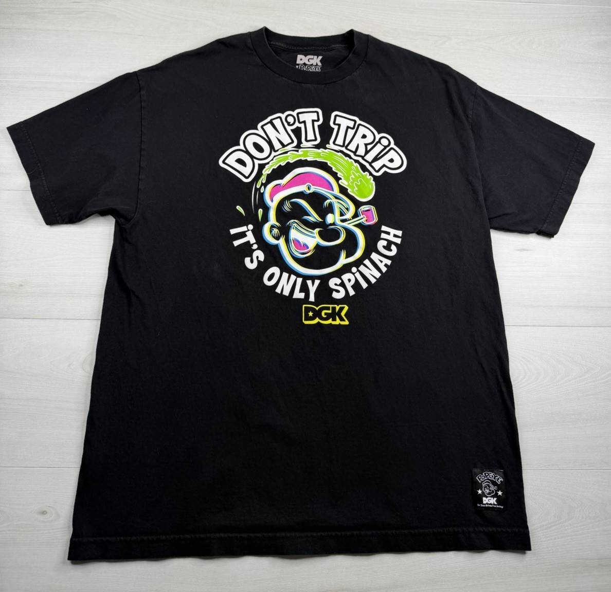 DGK Dirty Ghetto Kids Popeye Shirt Dont Trip Only Spinach Skate Streetwear XL DGK Dirty Ghetto Kids Popeye Shirt Dont Trip Only Spinach Skate Streetwear XL