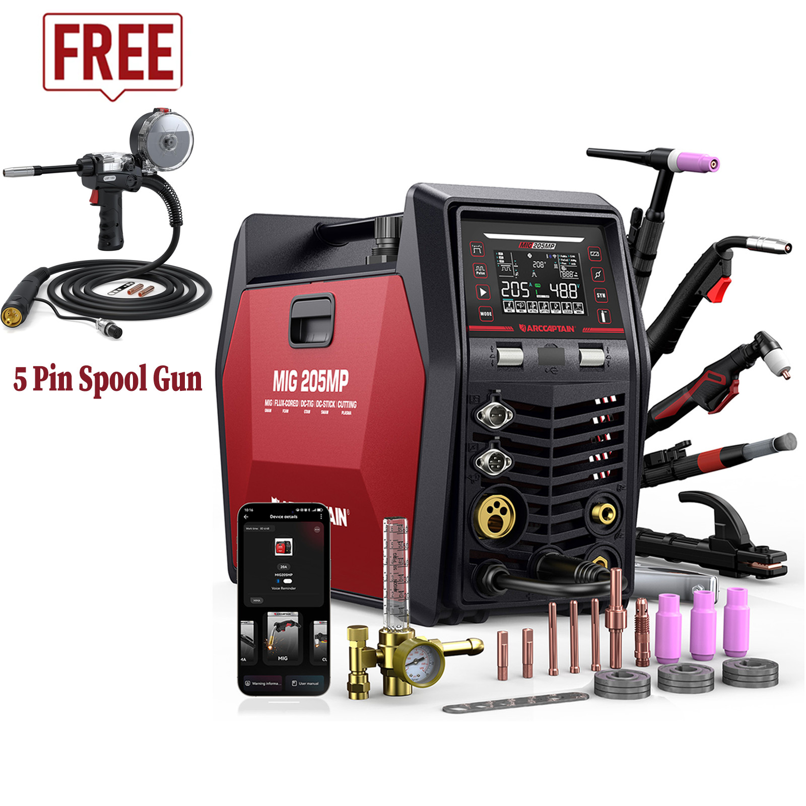 ARCCAPTAIN MIG205MP MIG Welder 9 IN 1 Plasma Cutter/Pulsed MIG/TIG & Spool Gun🔥 ARCCAPTAIN MIG205MP MIG Welder 9 IN 1 Plasma Cutter/Pulsed MIG/TIG & Spool Gun🔥