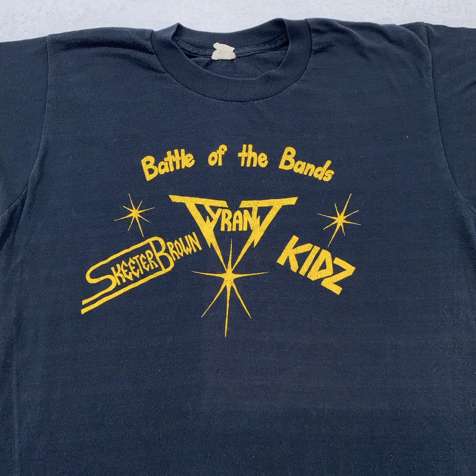 Vtg Battle of the Bands Shirt Mens S/M Tyrant Skeeter Brown Kidz 80s rock metal