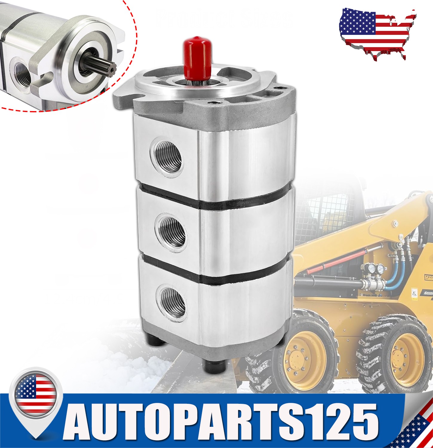 3-Section Hydraulic Gear Pump For AGT Skid Steer Loaders Gear Pump PGP510888G3LP