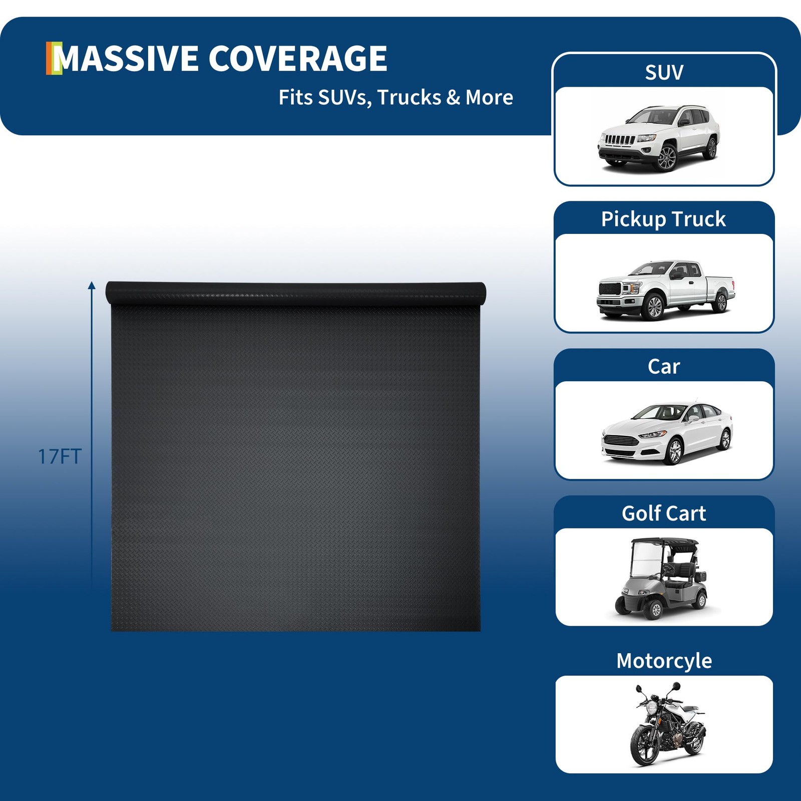 7.5x17/7.5x25/8x20 FT Garage Floor Mat, 2mm Thickened PVC Non-Slip Flooring Roll