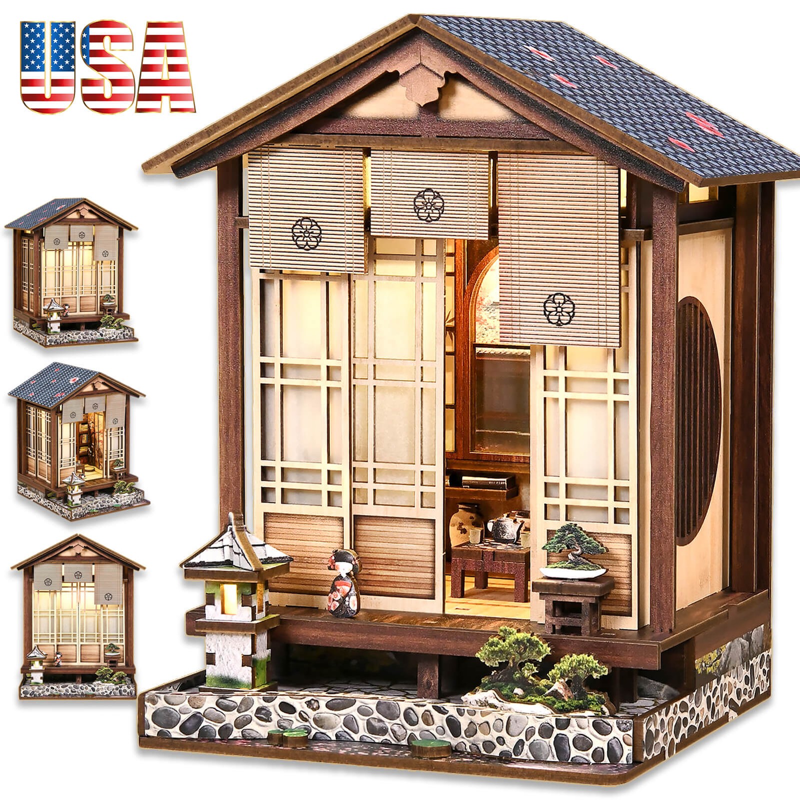 Japanese DIY Decorative Book Nooks for Adults Teens Zen Garden Kit w/ LED Lights