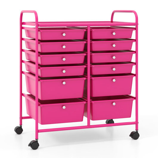 Costway 12-Drawer Rolling Storage Cart with Removable Drawers and Lockable Wheel