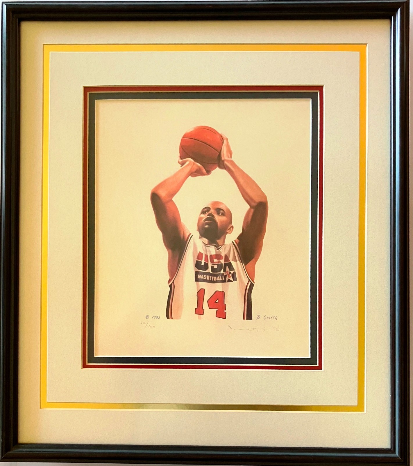 RARE 1992 Daniel M Smith USA Dream Team Set CUSTOM FRAMED 62/450