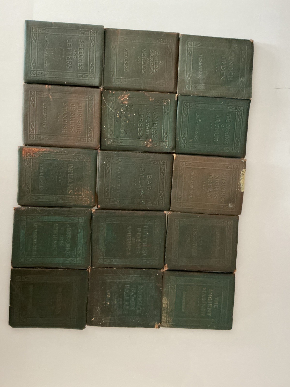 Antique Little Leather Library lot of 15 Books Worn - For Collection/Restoration