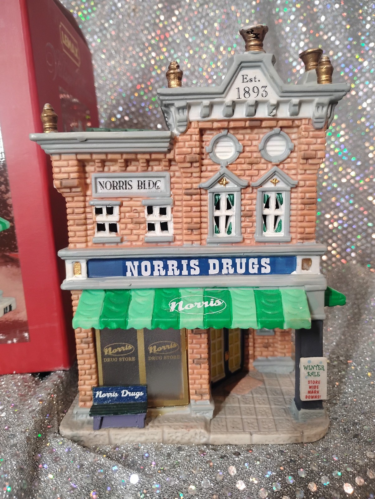 Lemax Norris Drug Store Lighted Building Christmas Village 2006