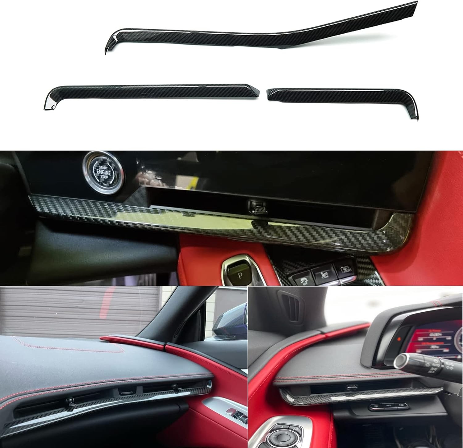 Genuine Carbon Fiber Dashboard Strip Trim Black Panel Genuine Carbon Fiber Dashboard Strip Trim Black Panel