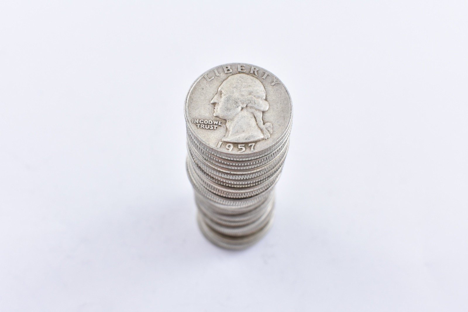 (40) 1950\'s-1964 Washington Quarter 90% Silver $10 Face ROLL (40) 1950\'s-1964 Washington Quarter 90% Silver $10 Face ROLL