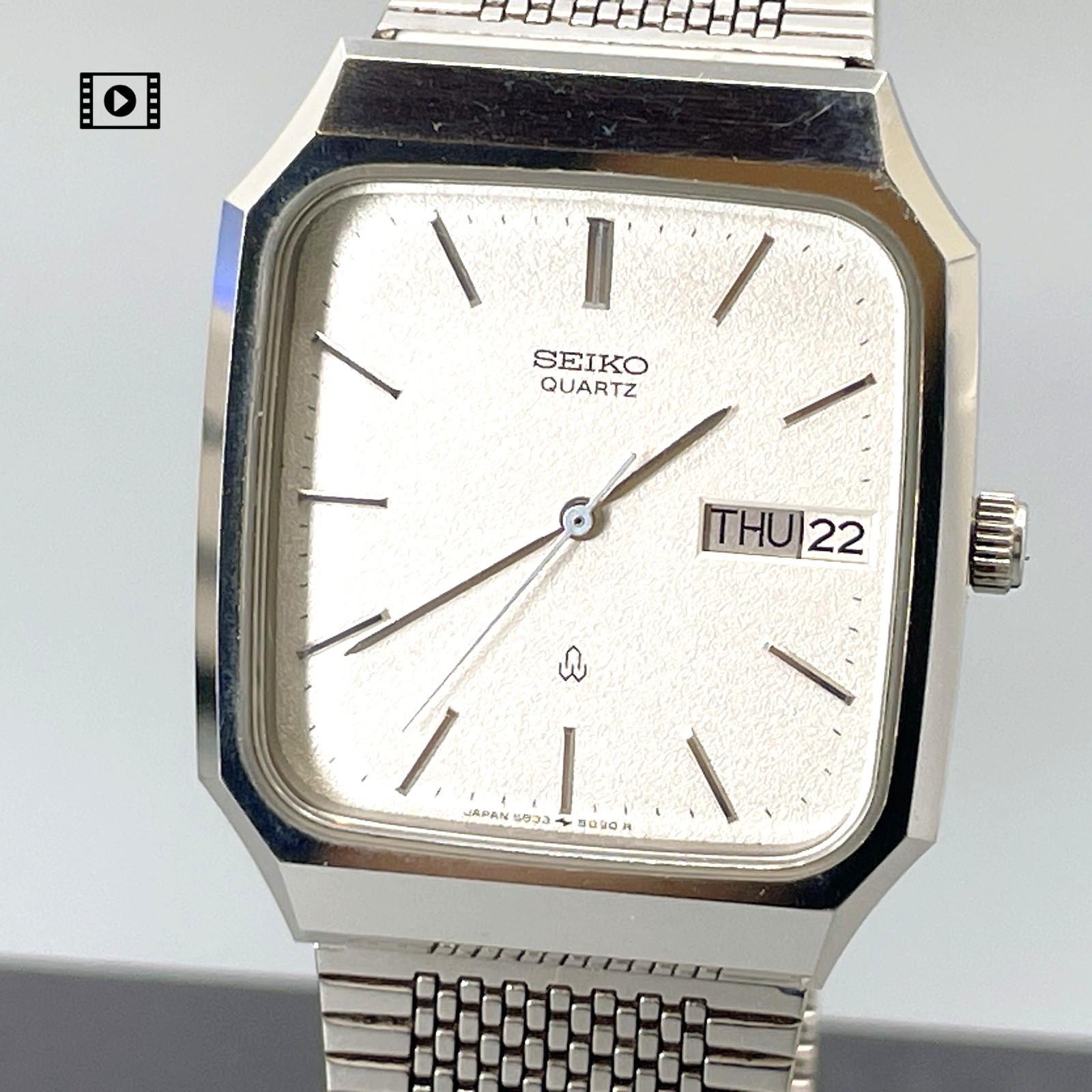 Vintage 1982 Seiko Seagull 5933-5080 30mm Quartz Silver Dial Men's -US Stock
