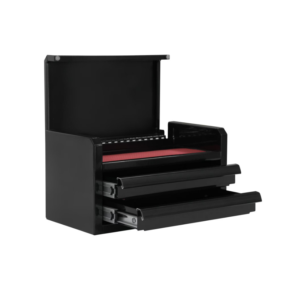 Black Mini 10 Inch 2-Drawer Steel Tool Box Compact Magnetic Lock Portable Black Mini 10 Inch 2-Drawer Steel Tool Box Compact Magnetic Lock Portable