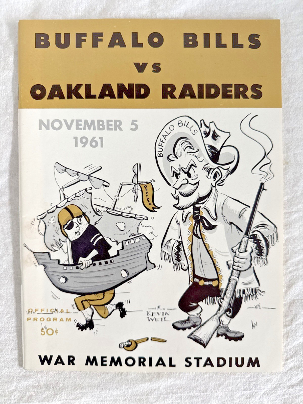 Vintage 1961 AFL Football Program Buffalo Bills Vs Oakland Raiders Nov. 5 NFL