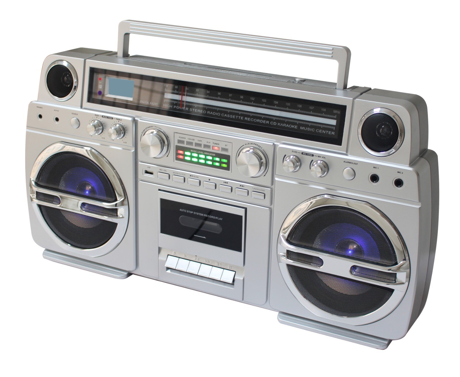 TechPlay Monster Pro 1980S-Style Boom Box CD Player, Double the power and Mic.