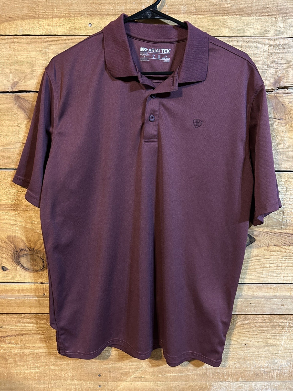 Ariat Tek Heat Series Polo Shirt Burgundy Short Sleeve Outdoor Men\'s L