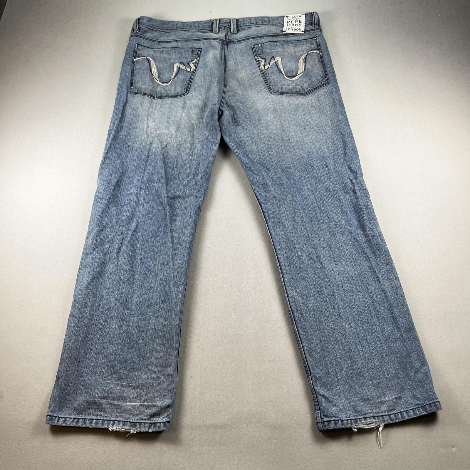 Vintage Pepe Jeans Mens 42x32 Blue Denim Relaxed Straight Leg London Hip Hop y2k