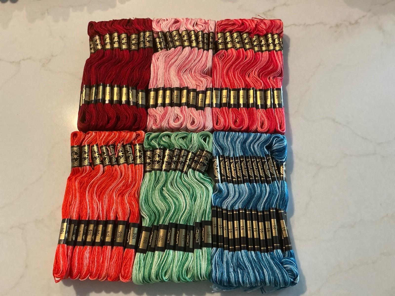 DMC Floss Variegated 48 Skeins 6 Strand Embroidery Thread six colors new