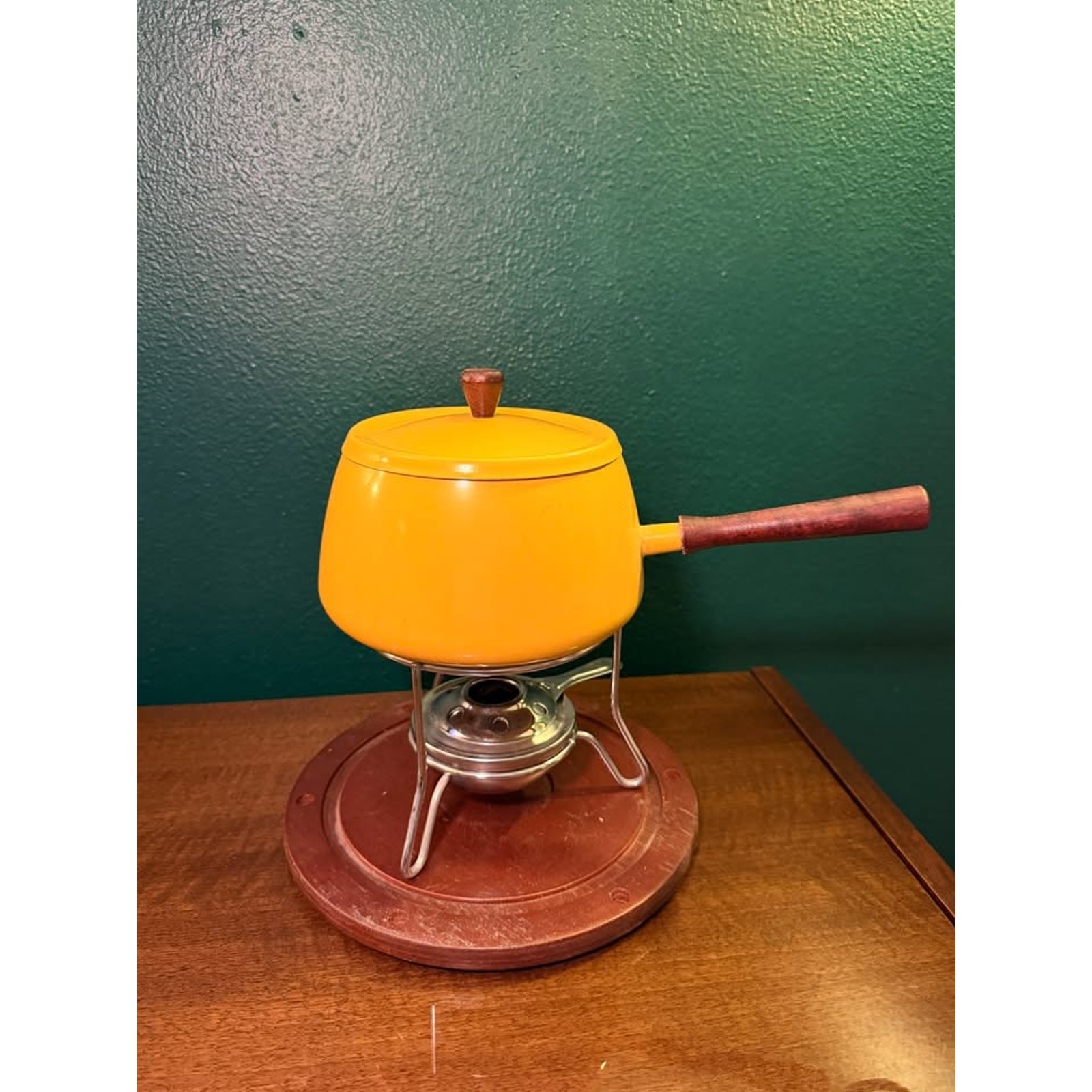 Vintage Mustard Yellow Fondue Pot Set — MCM Kitchen Classic