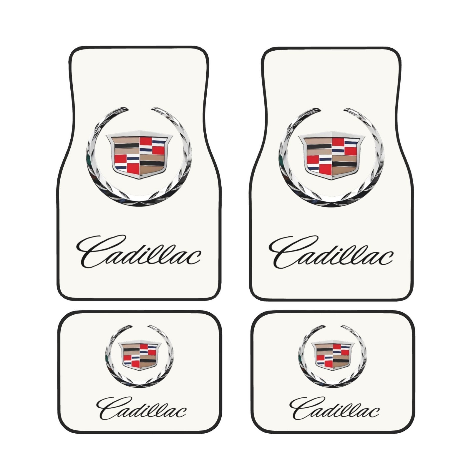 4 Piece Cadillac Car Front & Rear Floor Mat Set Non-Slip Carpet Mats