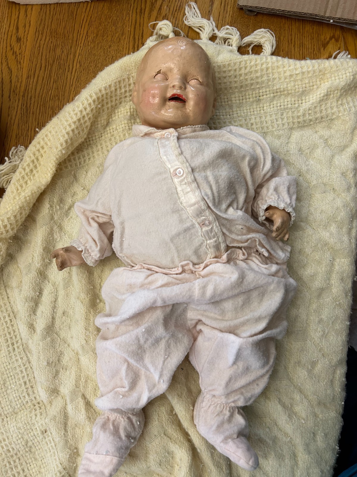 Antique E.I.H. Company Composition Doll 1920s with vintage Sorbeau Layette