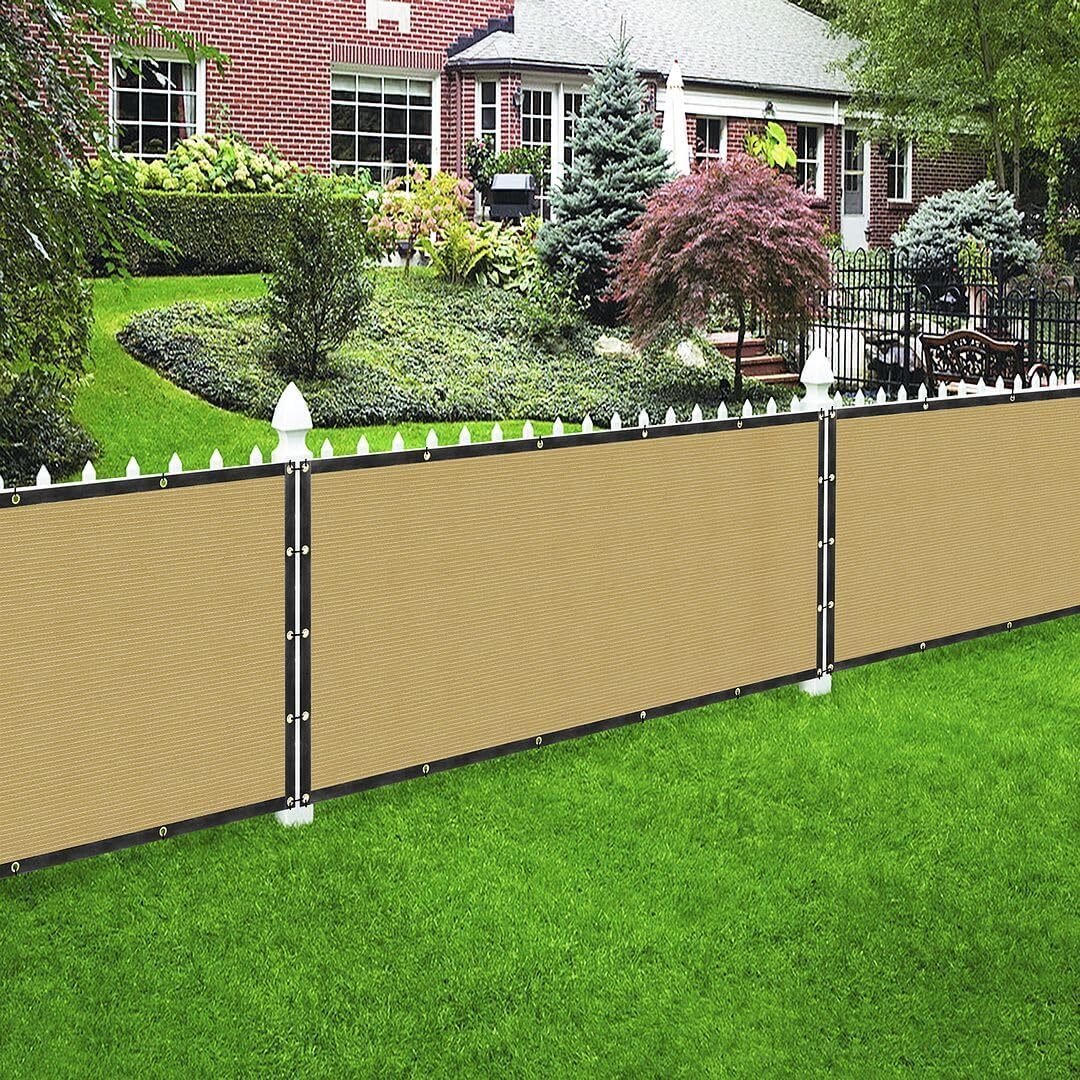 Privacy Fence Screen in Beige Tan with Silver Grommet 90 Pct Blockage Windscreen Privacy Fence Screen in Beige Tan with Silver Grommet 90 Pct Blockage Windscreen