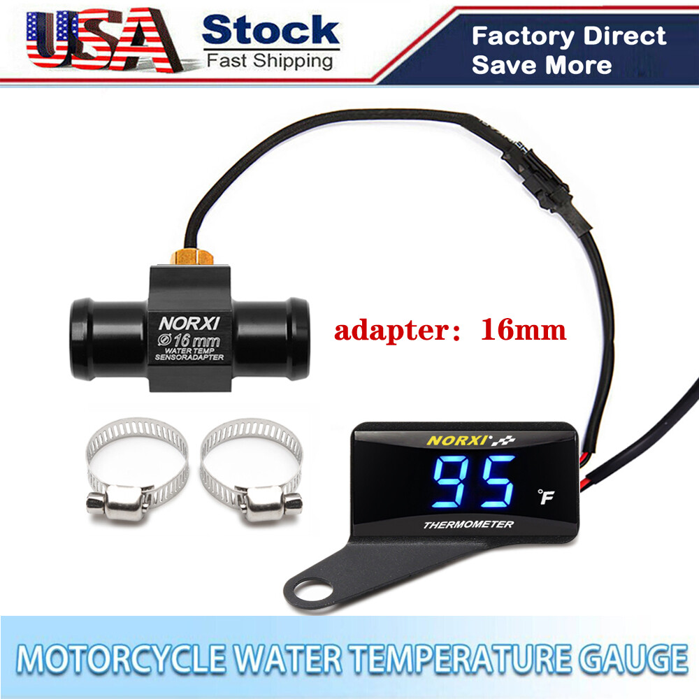 koso Water Temperature Fahrenheit Digital NORXI Meter+16mm For  Motorcycle