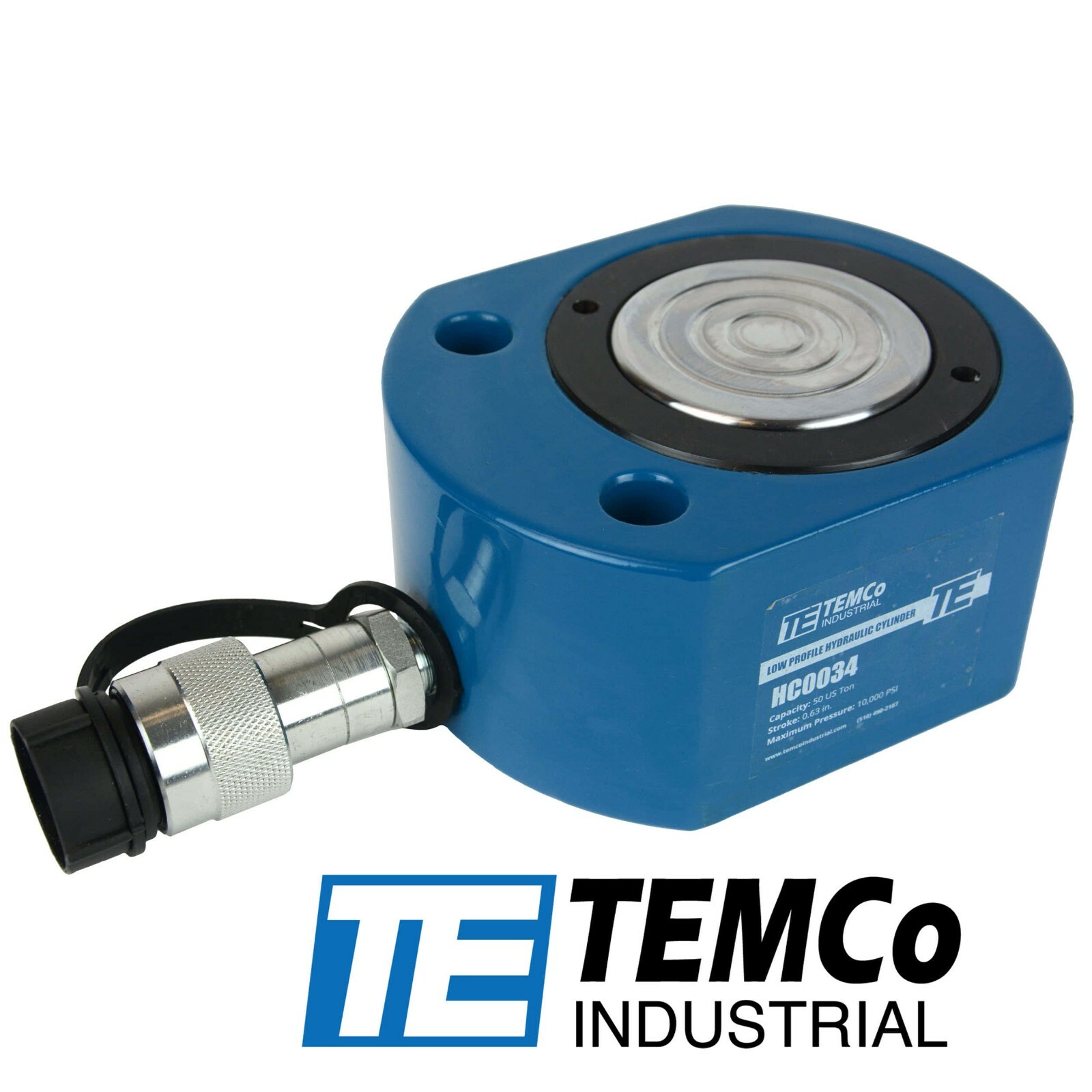 TEMCo HC0034 Low Profile Height Hydraulic Cylinder Puck 50 Ton, 0.63